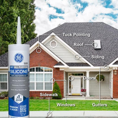 GE All Purpose Silicone Caulk, Clear 100% Waterproof Sealant, 10 fl oz Cartridge