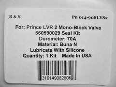 Prince 660590029 LVS 2 Spool Mono-Block Valve O-Ring seal Kit / R&S 014-908LVS2