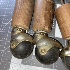 Lot of 13 Vintage Wood Leg Black Rubber Roller Ball Swivel Casters