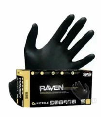 SAS 66519 X-LARGE RAVEN BLACK NITRILE EXAM GLOVES 10 Boxes Of 100 (1000)