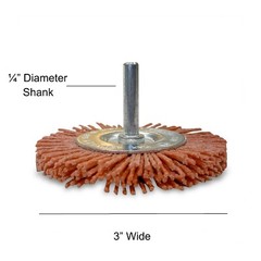3″ Nylon Flat Brush 1/4″ Shank Extra Coarse 3 Pack Abrasive Drill Brush Wheel