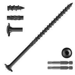 #14 X 5 Inch Lag Screws (57Pcs) 2Lb. Structural Wood Screw, Black, Carbon Steel