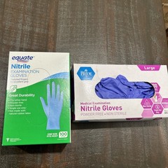 EQUATE NITRILE EXAM GLOVES, ONE SIZE FITS MOST, 2pack MED PRIDE open box