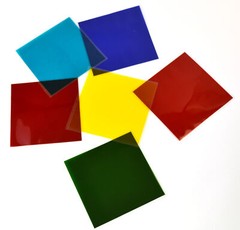 Color Filter Set, Unmounted 10cm Squares, 3 Primary Colors, 3 Secondary Colors