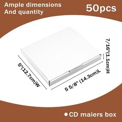 50 Pcs CD Mailer Boxes, 5 5/8″ x 5″ x 7/16″ CD Shipping Sleeves, Mailer Cardb…