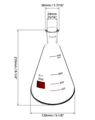 2 Pack 1000mL Borosilicate Erlenmeyer Flasks 24/40 Outer Joint Lab Glassware Set