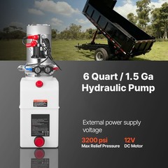 Uimoso 6 Quart Double Solenoid Hydraulic Pump Dump Trailer Power Pack DC 12V
