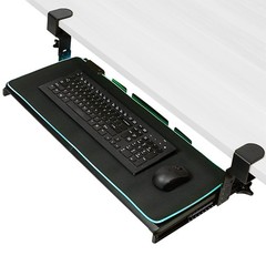 Large Height Adjustable Under Desk Keyboard Tray with RGB LED Light Mouse Pad, C