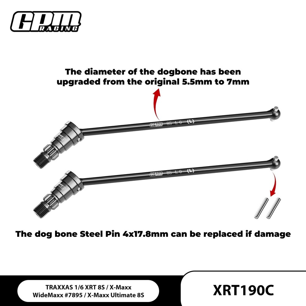 Carbon Steel F/R Driveshaft For TRAXXAS 1/6 XRT 8S X-Maxx #7895 WideMaxx *rr