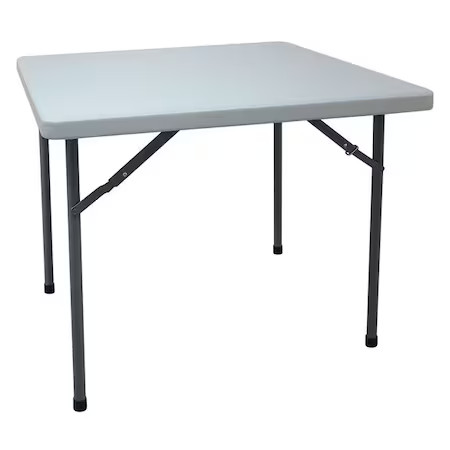 Square Folding Table, 36″ W, 36″ L, 29″ H, Blow Molded Polyethylene Top, White,