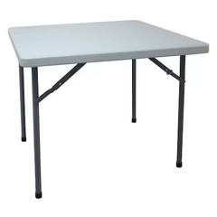 Square Folding Table, 36″ W, 36″ L, 29″ H, Blow Molded Polyethylene Top, White,