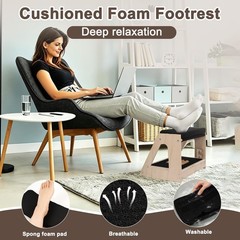 Wooden Foot Rest Under Desk At Work – 3-height Adjustable Ergonomic Foot Stool