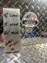 aluminum 3/4″ X 3″ X 8″ long new 6061 t-651 solid plate flat bar stock block #2