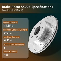 Front Brake Kit Drilled Slotted 11.65 Inch Pontiac G6 2006-2010 Malibu 2004-2012