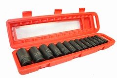 13pcs 1/2″ Dr. Metric 12 Point Deep Spindle Axle Nut Impact Socket Set CR-MO MM