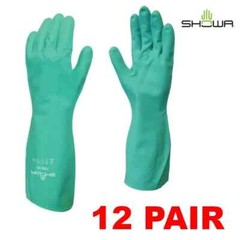 12 Reusable Heavy Duty Industrial Cleaning Dishwashing Waterproof Nitrile Gloves