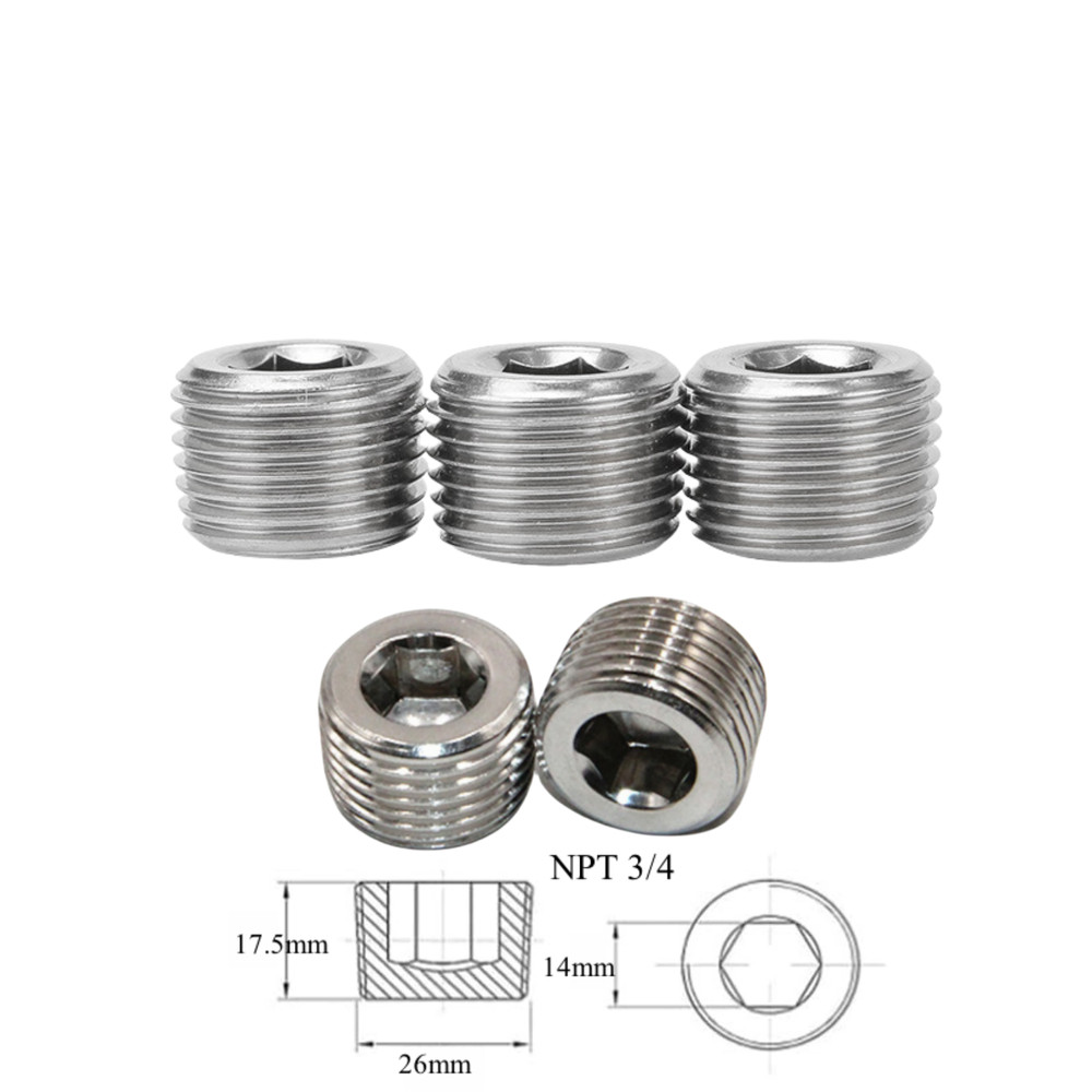 5pcs Stainless Steel Hex Head Thread Socket Pipe Plug 3/4″ NPT Plugs USA STOCK