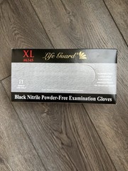Life Guard Black Nitrile Powder-Free Exam Gloves XL #6345 – Box of 100 gloves