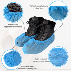 100 Pack Disposable Non‑Woven Shoe Covers Waterproof Booties for Floor Protectio