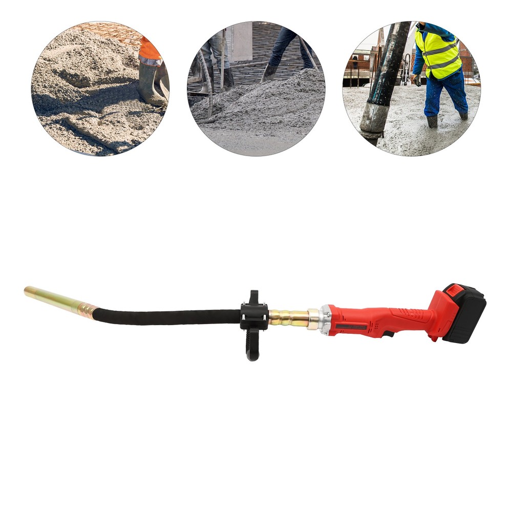21V Cordless Concrete Vibrator 3000-6000 RPM Handheld Battery Powered Red