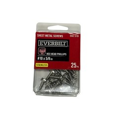 Everbilt #10 x 5/8in Sheet Metal Screws Stainless Hex Head Phillips Drive 25 pcs