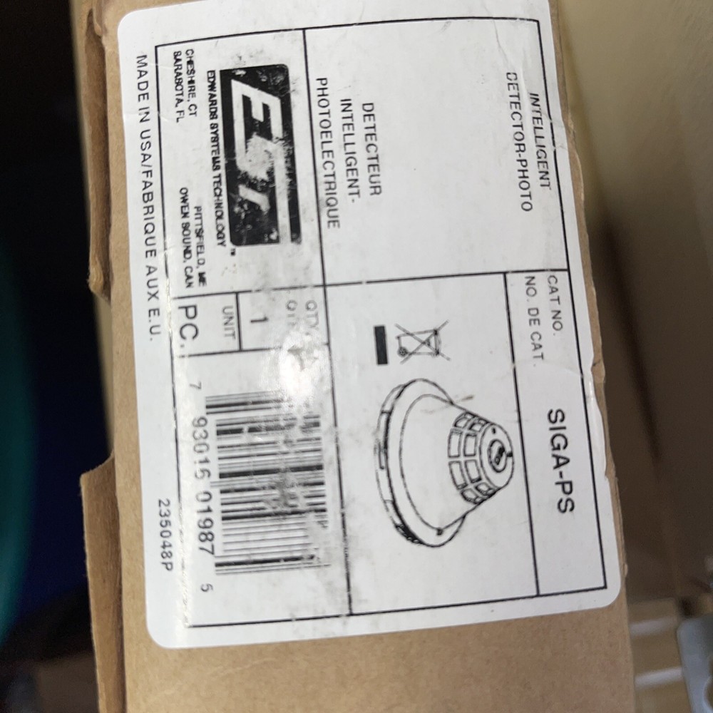 EDWARDS EST SIGA-PS SIGA PS Photoelectric Smoke Detector W/ SIGA-SB Base NEW
