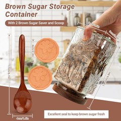 1000ml Brown Sugar Container and 2 Brown Sugar Keepers With Spoon, Exquisite