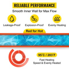 VEVOR 1/2″ x 1000ft Pex Tubing Pex Pipe Oxygen Barrier Red Radiant Floor Heating