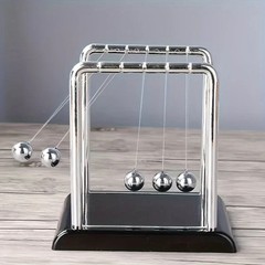 Classic Newtons Cradle Metal Desktop Ornament Black White Sphere Office Home Dec