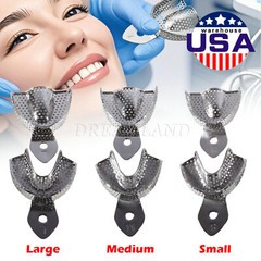 Metal Dental Impression Trays set Perforated Upper & Lower Denture Edentulous