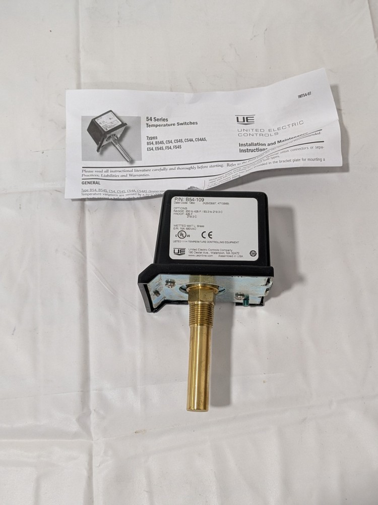 United Electric Temperature Switch: 200° to 425° F B54-109
