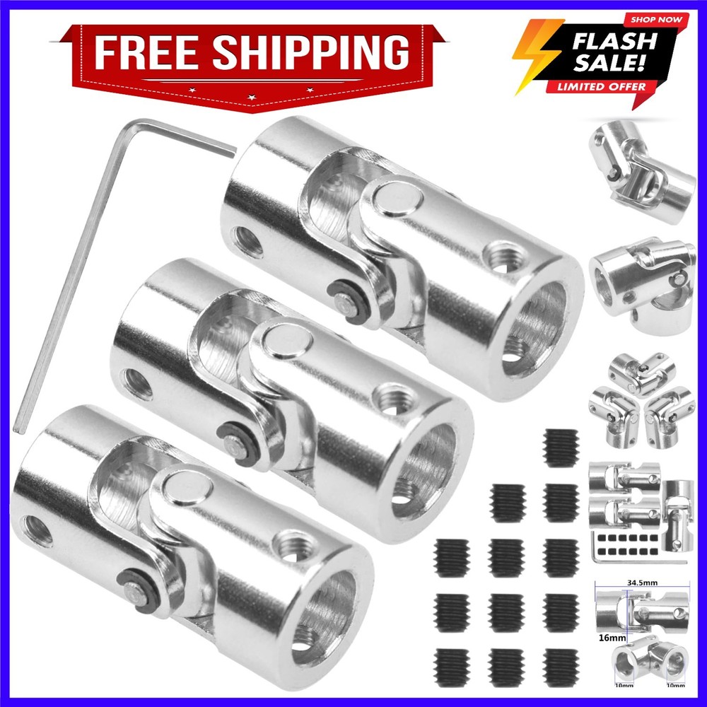 3Pack Universal U Joint Coupler Rotatable Steering Shaft Coupling Motor Conne…