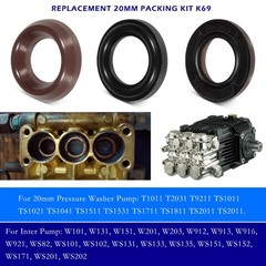 9Pcs General Pump K69 Packing Kit 20mm, Repair Kit fits GP K69 Interpump TS2021