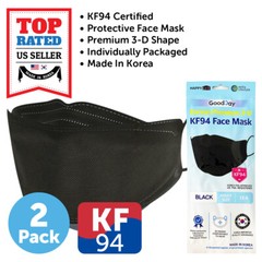 2 PCS KF94 BLACK Protective Face Mask Adult Made in Korea KFDA Approved