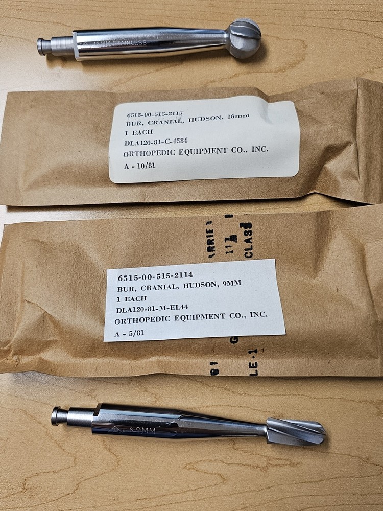 Hudson Burs Orthopedic (1) 16mm Round & (1) 9mm Conical – Brand New, Sealed