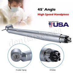 Dental 45° High Speed Handpiece Surgical Single Spray 4Hole Push Steel Turbine