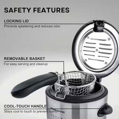 0.95 Qt Silver Mini Electric Deep Fryer with Removable Frying Basket