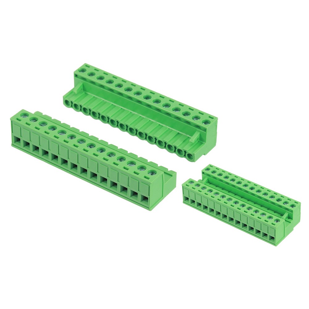 14 Pin 5mm 0.2 Inch Pitch PCB Mount Screw Terminal Male Female, Green