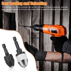 2x Keyless Chuck Conversion 1/4″ Hex Shank Adapter Drill Bit Quick Change Driver