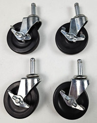 (4) Shepherd Stem Mount Swivel Caster with Brake 3″ Wide Wheel 1.5″ Stem