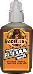 Gorilla Original Waterproof Polyurethane Glue 2 ounce Bottle, Brown (Pack of 1)