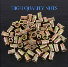 100 Pcs 5/16-18 UNC Carbon Steel Rivet Nut Flat Head Threaded Insert Nutsert SAE