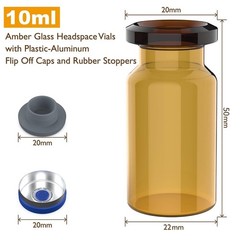10ml Glass Vials 100Pack Amber Glass Headspace Vials with Plastic-Aluminum Flip