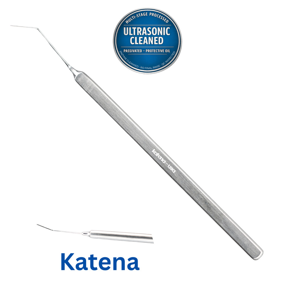 Katena K3-260 Jaffe Lens Spatula, 0.5mm Wide, Angled, 4-5/8″