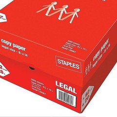 Staples 8.5-Inch X 14-Inch Copy Paper 20 Lbs. 92 Brightness 500/Ream 10