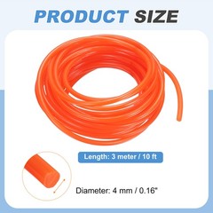 PU Transmission Belt, 4mm Dia 10ft (3 Meters) Length (Smooth Surface, Orange)
