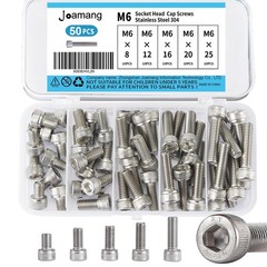 Joamang M6 x 8mm 12mm 16mm 20mm 25mm Socket Head M6x8-25 mm, Silver