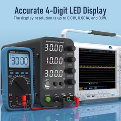 DC Power Supply 0-32V 0-10A Switching with 20W USB and Type-C Quick-Charge, LED