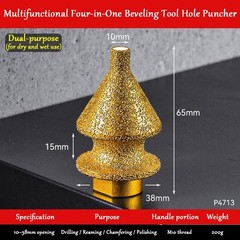 4in1 Diamond Chamfer Bit Angle Grinder Tile Marble Hole Drill Edge Trimming Tool