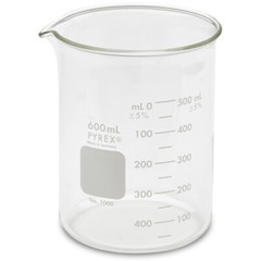 600ml Glass Beaker, Griffin Low Form, Graduated, PYREX 1000-600 (Single)